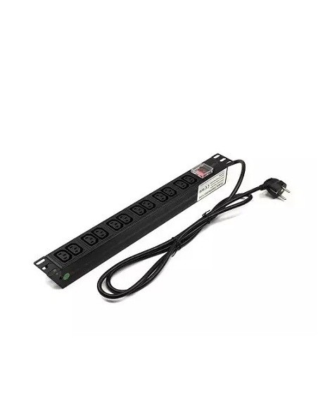 Regleta rack 19" 12 IEC con interruptor lapara networking , vista completa