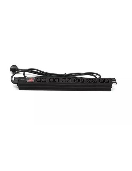 Regleta rack 19" 12 IEC con interruptor lapara networking , imagen lateral