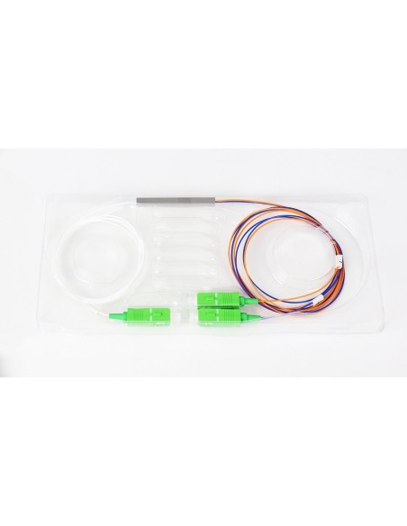 Splitter fibra óptica SC APC 1x2 monomodo PLC FTTX