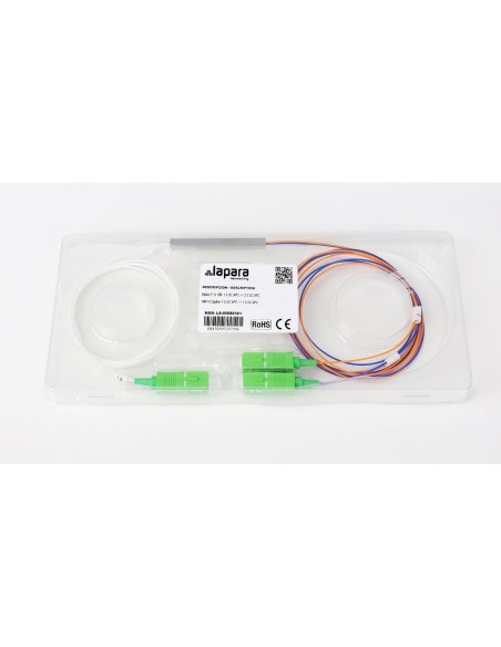 Splitter fibra óptica SC APC 1x2 monomodo PLC FTTX